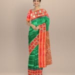 Dark Green Dark Red Silk Handloom Khandua Saree 3
