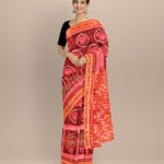Maroon dark red silk handloom khandua saree
