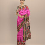 Purple black handloom silk khandua saree