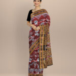 Brown black silk handloom khandua saree