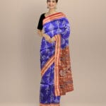 Navy blue maroon silk handloom khandua saree