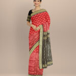Maroon black handloom sambalpuri silk saree