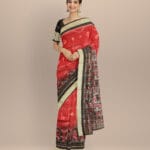 Maroon black silk handloom sambalpuri saree
