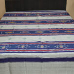 Grey dark blue traditional ikat handmade sambalpuri cotton bedsheet