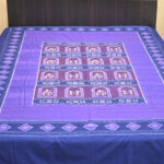 Dark magenta dark blue handmade sambalpuri cotton bedsheet