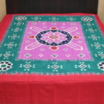 Fuchsia pink dark green dark red handmade sambalpuri cotton bedsheet