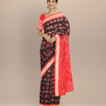 Black dark red handloom silk sambalpuri saree