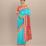 Dark turquoise maroon silk handloom sambalpuri saree