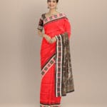 Red black handloom sambalpuri silk saree