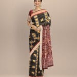 Black coffee silk handloom bomkai saree