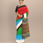 Multicolor black silk handloom bomkai saree
