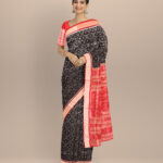 Black dark red handloom sambalpuri silk saree
