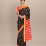 Black dark red half tissue silk handloom sambalpuri saree