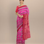Pink maroon silk handloom sambalpuri saree