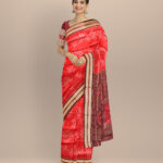 Red coffee silk handloom sambalpuri saree