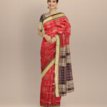 Maroon black silk handloom sambalpuri saree
