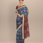 Blue sapphire coffee silk handloom sambalpuri saree