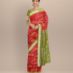 Maroon dark moss green silk handloom sambalpuri saree