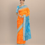 Orange denim silk handloom sambalpuri saree