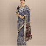 Grey black silk handloom sambalpuri saree