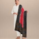 Red black hand loom cotton sambalpuri dupatta