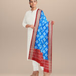 Navy blue maroon silk handloom sambalpuri dupatta