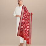 Red dark red silk handloom sambalpuri dupatta