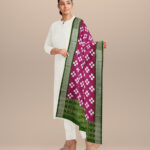 Purple dark green handloom silk sambalpuri dupatta