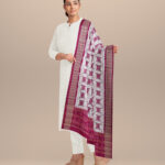 White purple silk handloom sambalpuri dupatta