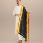 Black orange cotton handloom nuapatna dupatta