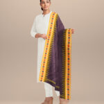 Purple orange cotton handloom nuapatna dupatta