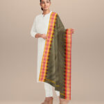 Brown orange cotton handloom nuapatna dupatta