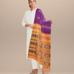 Purple yellow cotton handloom sambalpuri stole