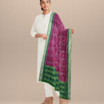 Purple dark green silk handloom sambalpuri dupatta