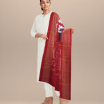 White multi colour cotton handloom sambalpuri stole