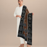 Brown black cotton handloom sambalpuri stole