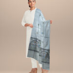 Grey multi colour tussar silk  sambalpuri dupatta