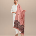 Peach multi colour tussar silk handloom sambalpuri dupatta