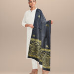 Black golden tussar silk handloom sambalpuri dupatta