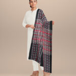 Maroon black cotton handloom sambalpuri stole