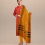 Red orange handloom cotton sambalpuri dress material
