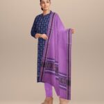 Cyan blue magenta handloom cotton sambalpuri dress material