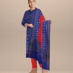 Multicolor dark red handloom cotton sambalpuri dress material