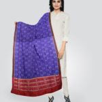 Blue dark red silk handloom sambalpuri dupatta