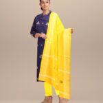 Sky blue yellow handloom cotton nuapatna dress material