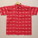 Exclusive dark red sambalpuri cotton gents shirt