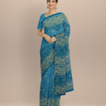 Sky blue off white silk handloom sambalpuri saree