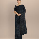 Black maroon silk handloom bomkai saree