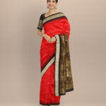 Red black silk handloom sonepur saree
