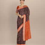 Brown orange silk handloom sambalpuri saree